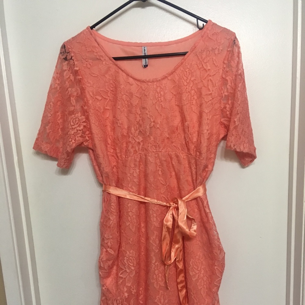 Peach colored maternity dress